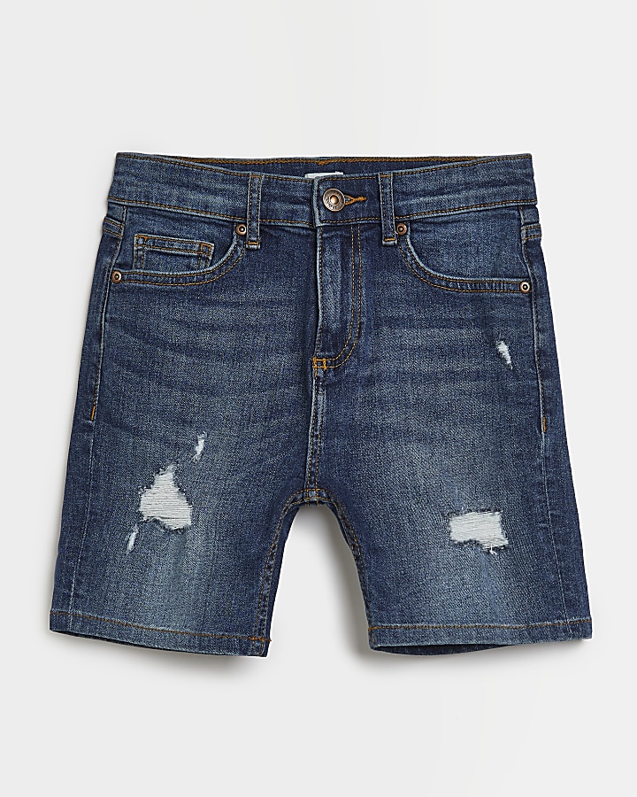 Boys blue ripped denim shorts