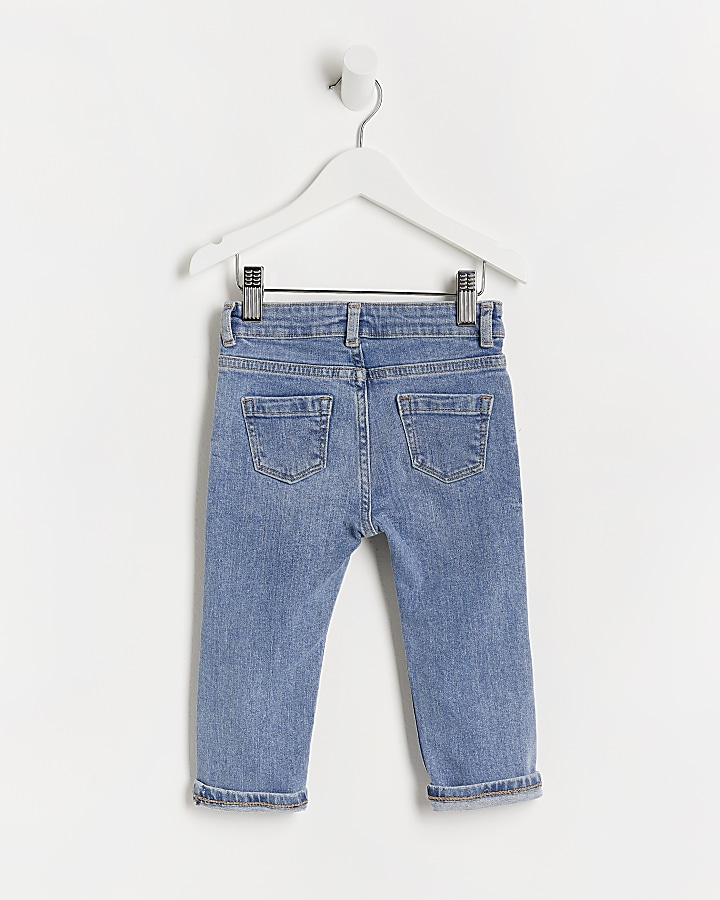 Mini boys blue rip slim jeans