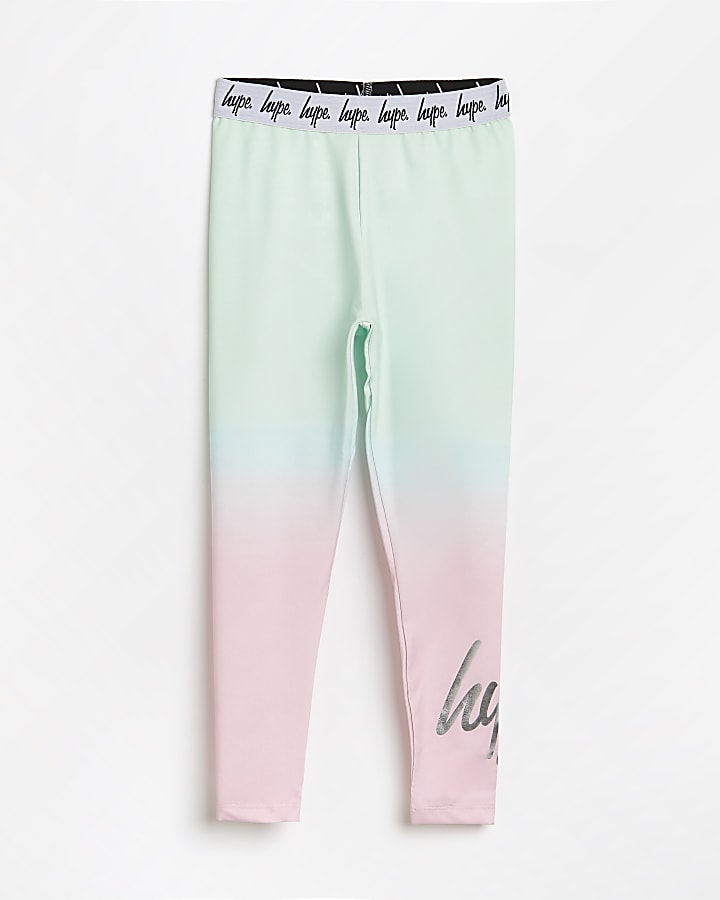 Girls pink HYPE ombre leggings River Island