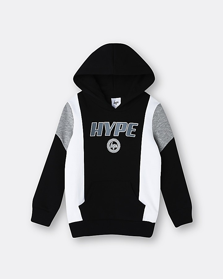 Boys black Hype Black colour block hoodie