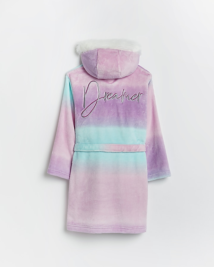 Girls pink RI  rainbow 'Dreamer' robe