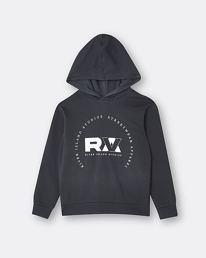 Boys grey RVR hoodie River Island