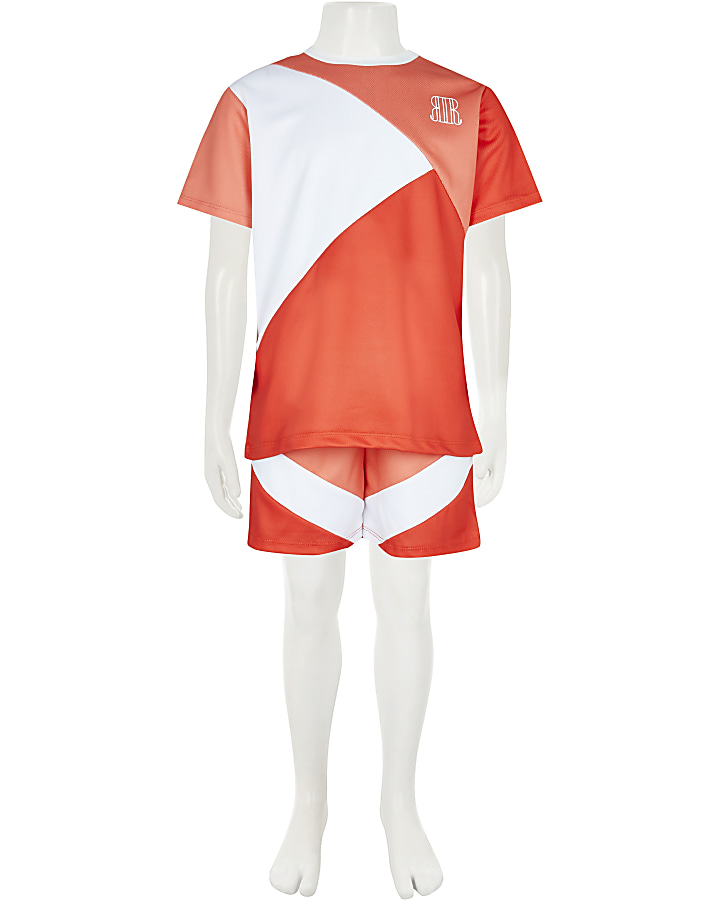 Boys orange mesh t-shirt and shorts outfit