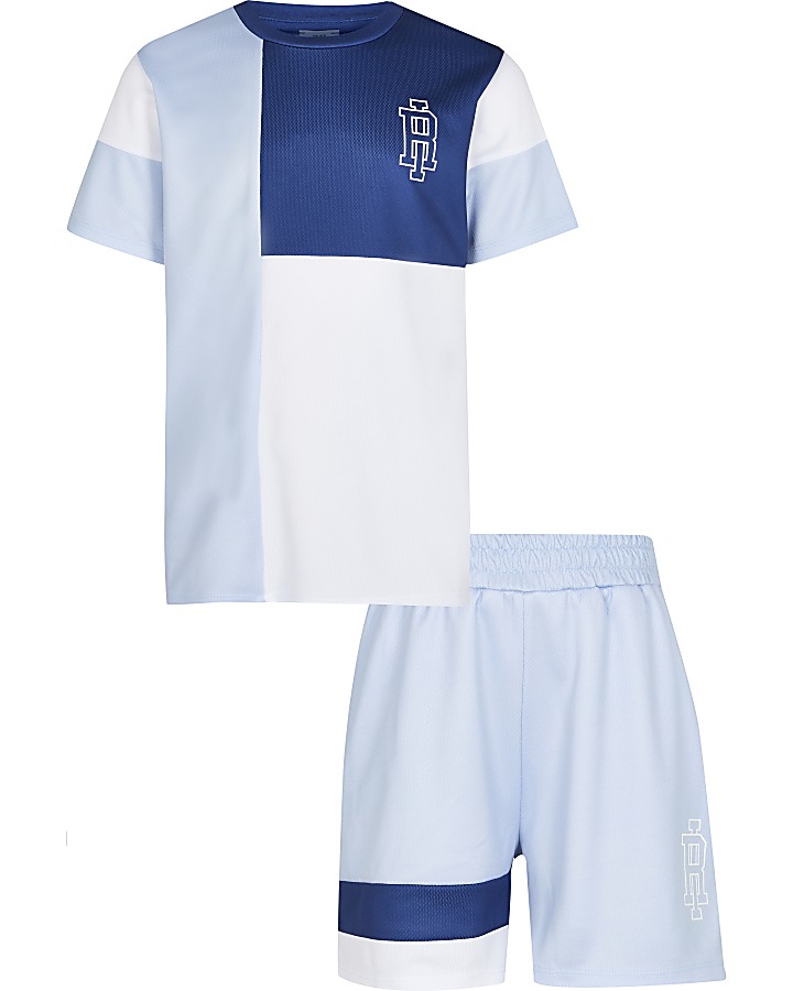 Boys blue mesh t-shirt and short outfit