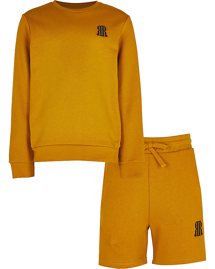 Boys yellow sweatshirt and short set