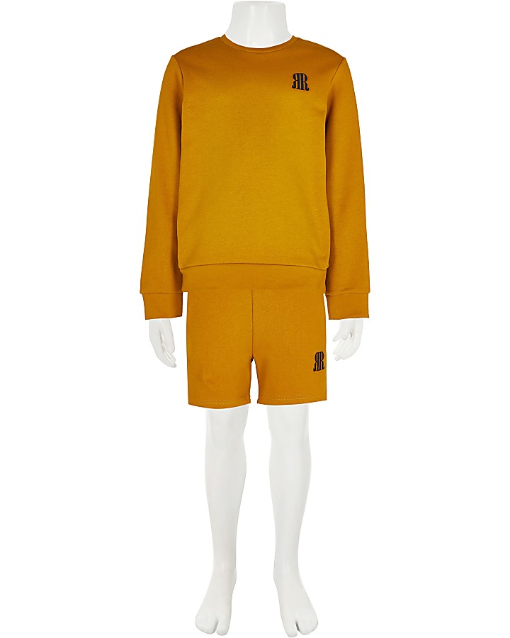 Boys yellow sweatshirt and short set