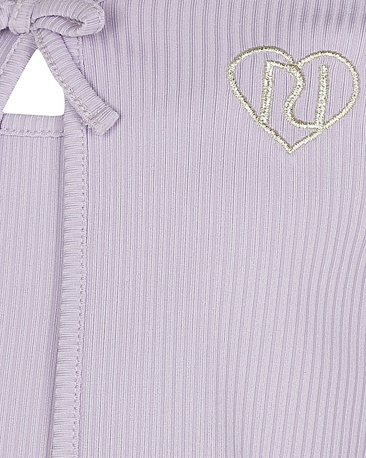 Girls purple ribbed cardigan 3 piece outfit