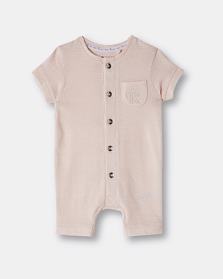 Baby girls pink organic button front romper
