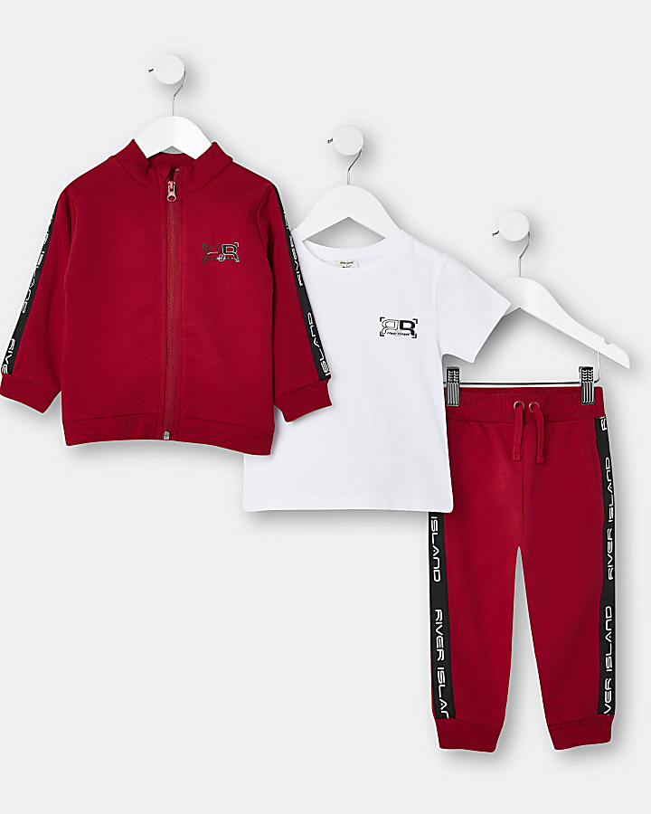 Mini boys red RI 3 piece tracksuit outfit