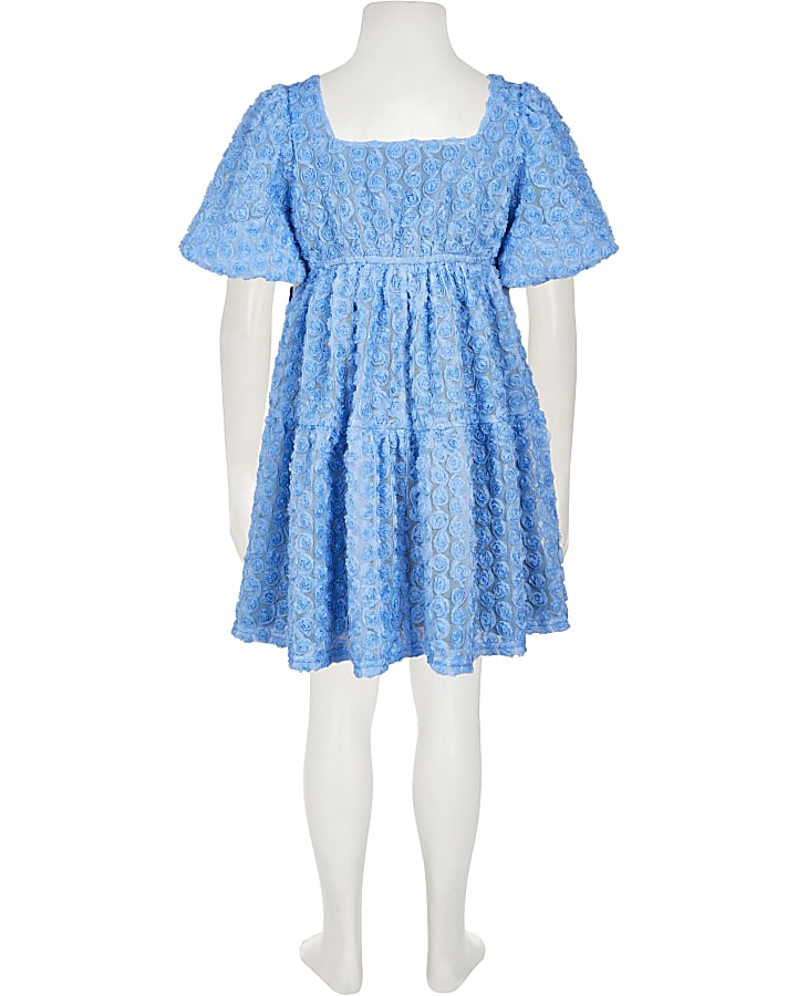 Girls blue floral smock dress