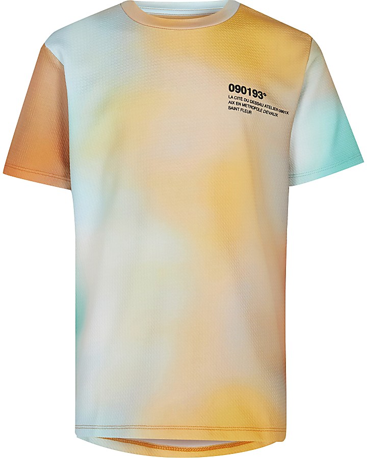 Age 13+ boys orange ombre textured t-shirt