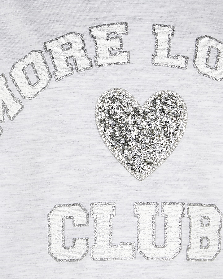 Girls grey 'More Love Club' t-shirt outfit