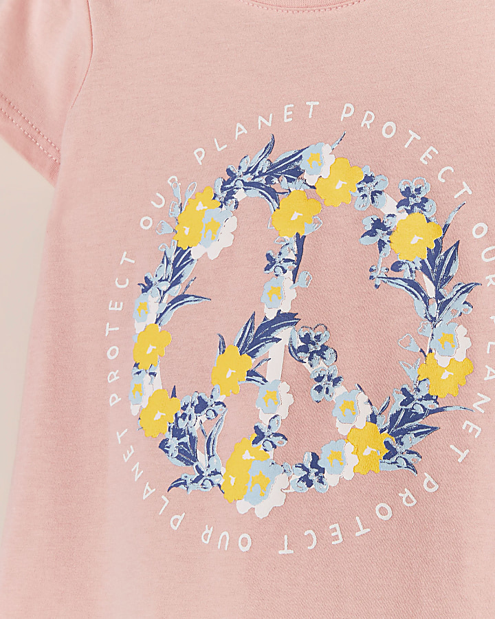 Mini girls pink 'Protect our planet' t-shirt