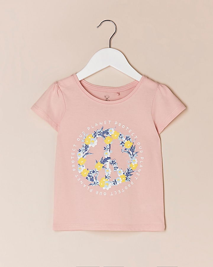 Mini girls pink 'Protect our planet' t-shirt