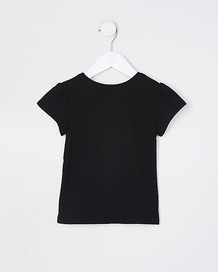 Mini girls black heart short sleeve t-shirt