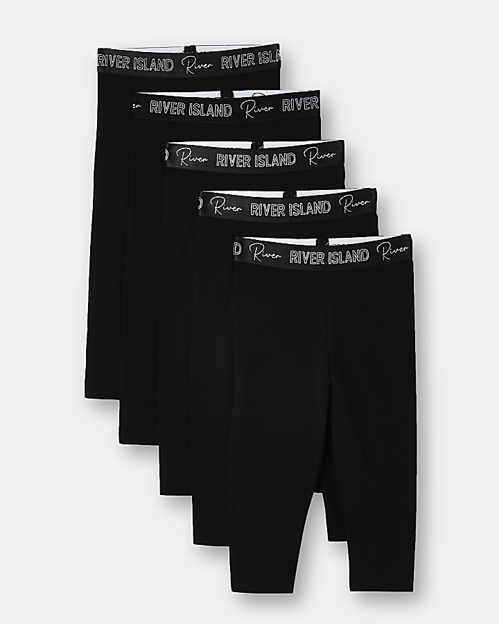 Buy River Island Girls Black Monogram Waistband Leggings from Next