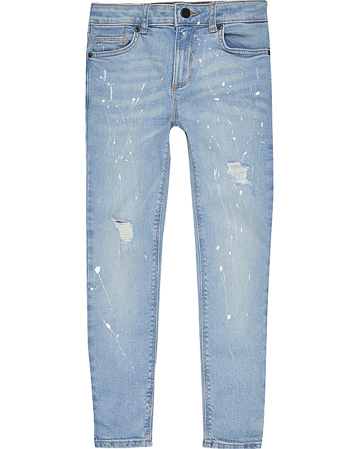 Boys Denim paintsplat super skinny jeans