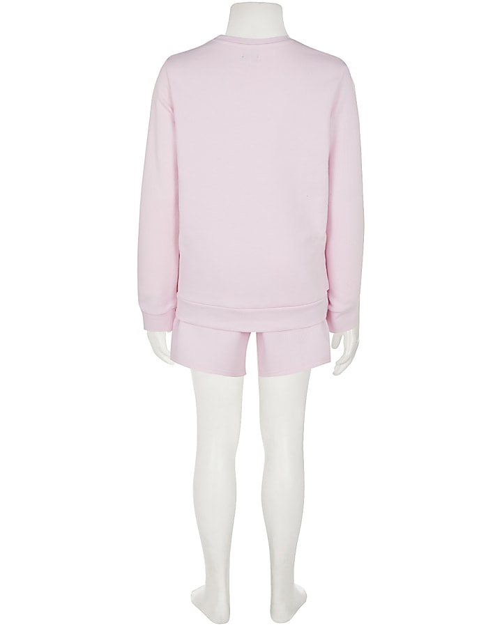 Boys pink River sweatshirt and shorts set