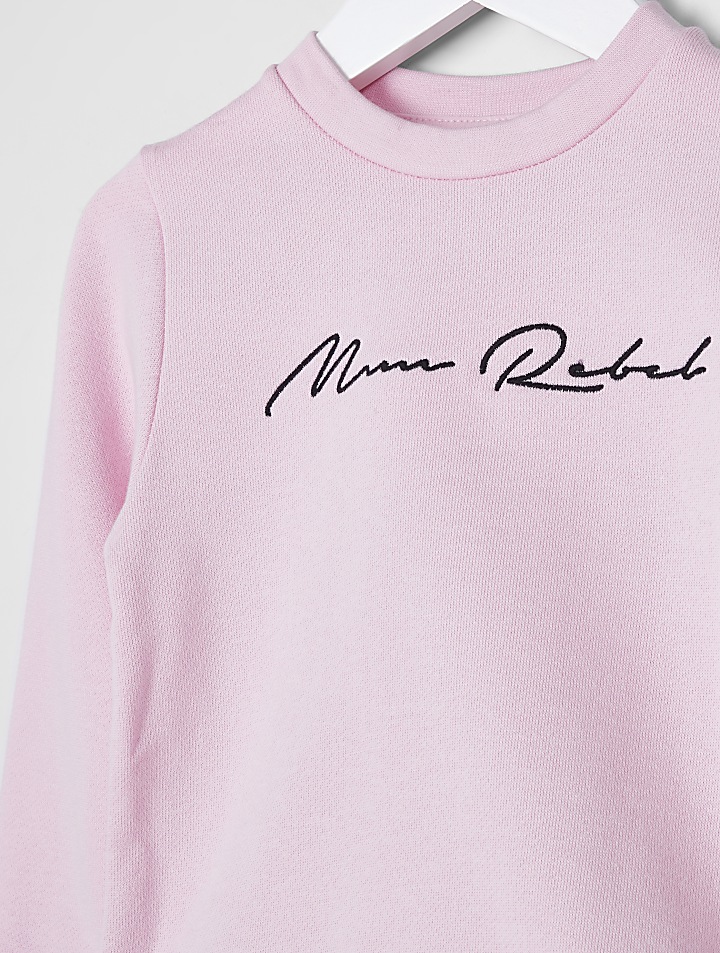 Mini boys pink 'Mini Rebel' sweatshirt outfit
