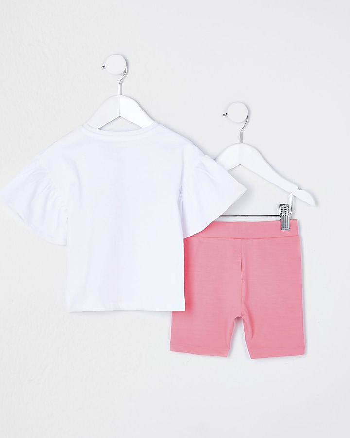 Mini girls pink 'Influencer' shorts outfit