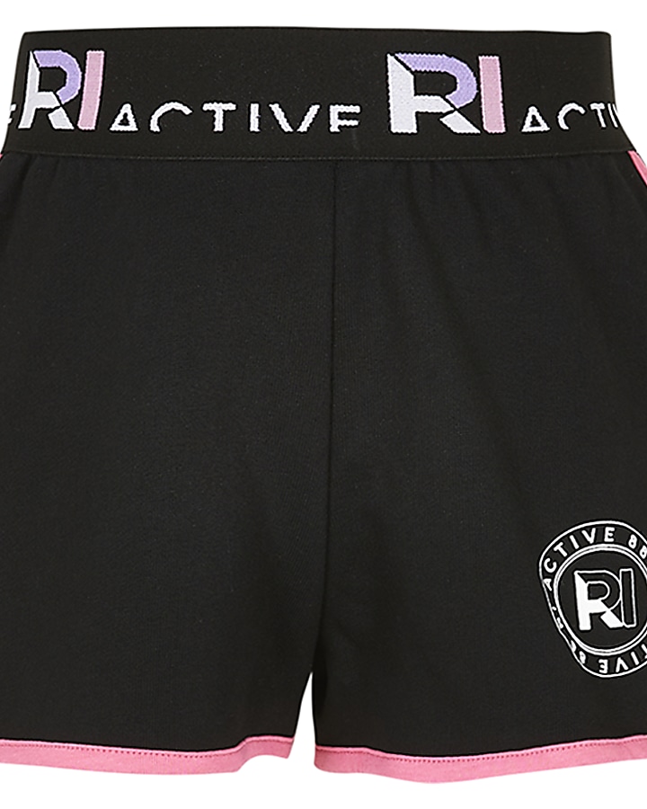 Girls black RI Active graphic runner shorts