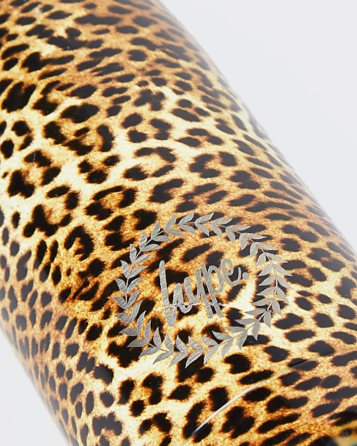 Girls brown Hype leopard print water bottle