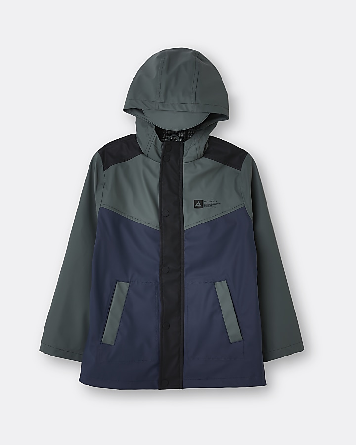 Boys navy shower resistant rain jacket