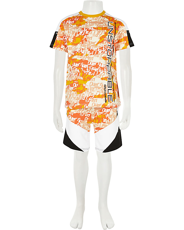 Boys orange camo t-shirt and short outfit