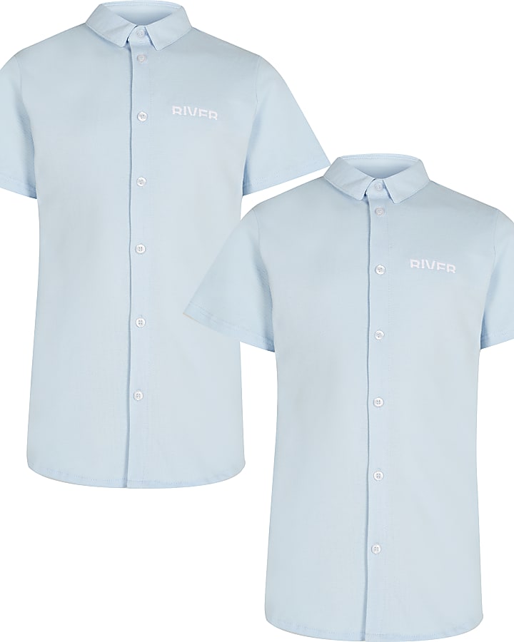 Boys blue River short sleeve shirts 2 pack