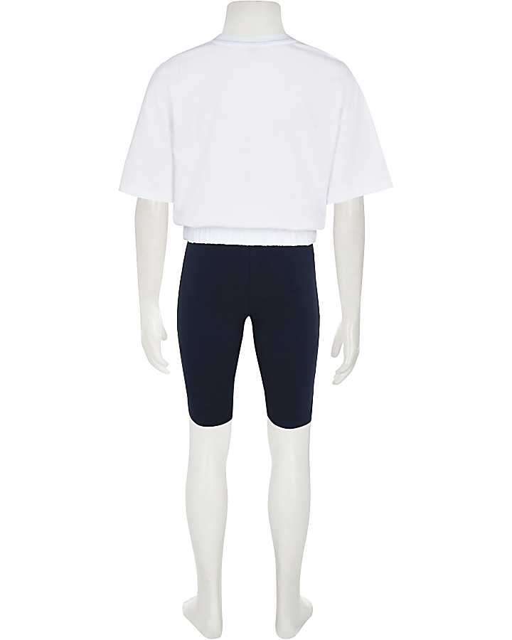 Age 13+ white stripe t-shirt & cycling shorts