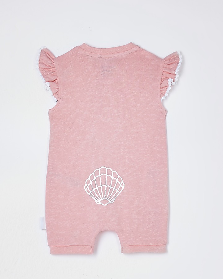 Baby pink shell bum romper