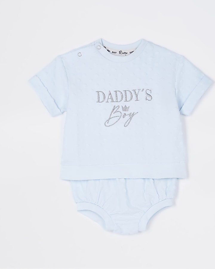 Baby blue 'Daddy's boy' bloomer outfit