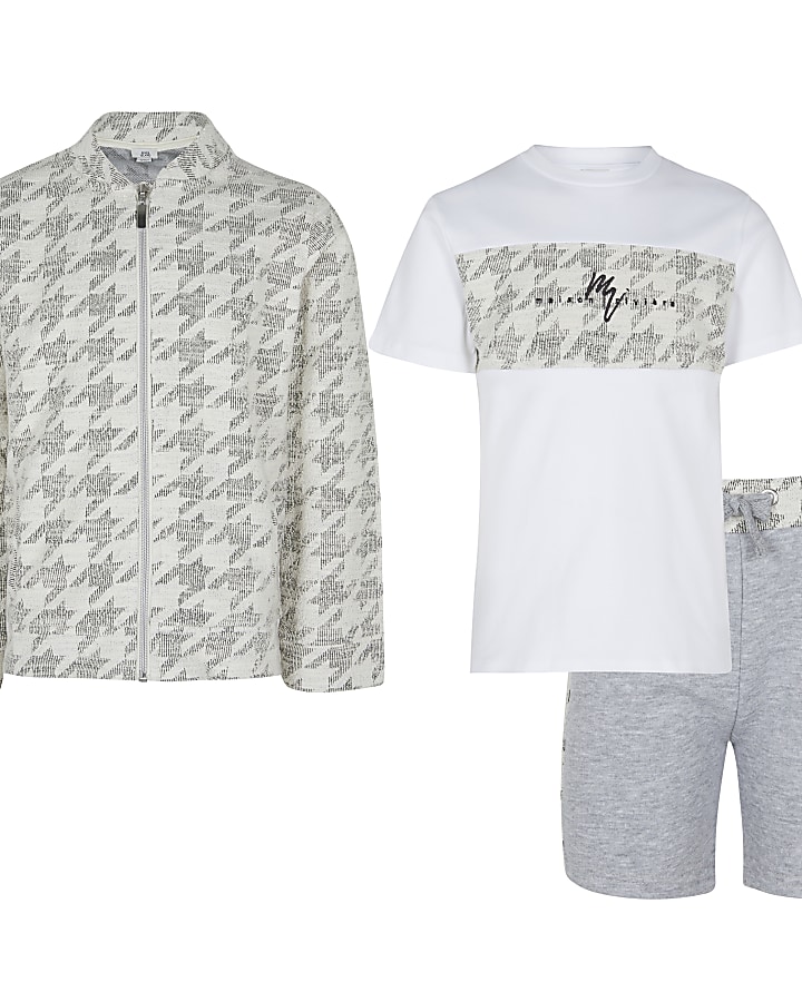 Maison Riviera boys grey dogtooth outfit