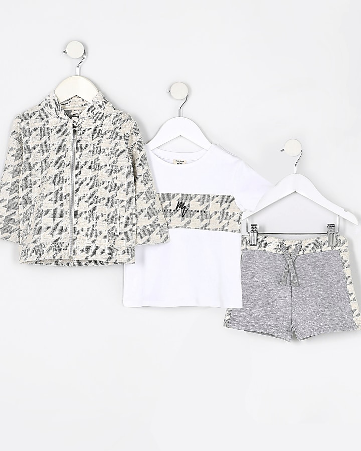 Maison Riviera mini boys grey dogtooth outfit
