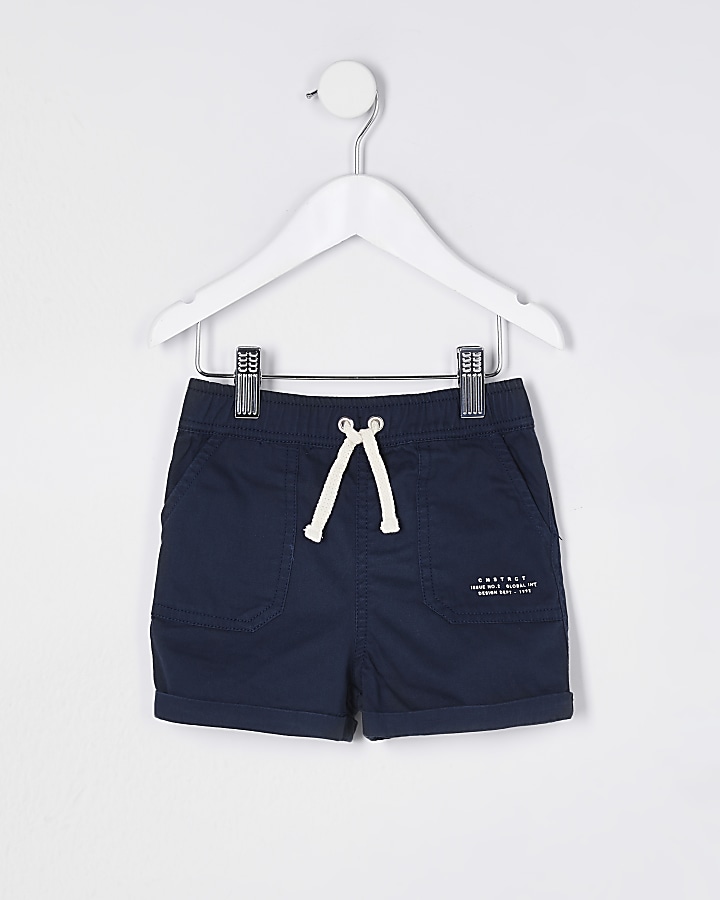 Mini boys navy pull on shorts