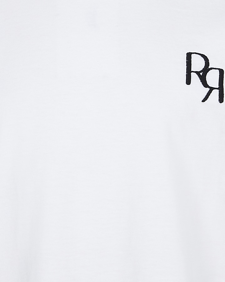 Girls white RR ruffle sleeve t-shirt