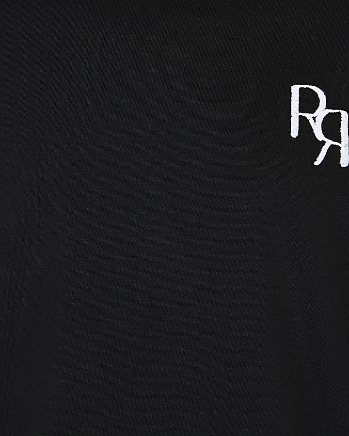 Girls black RR ruffle sleeve t-shirt