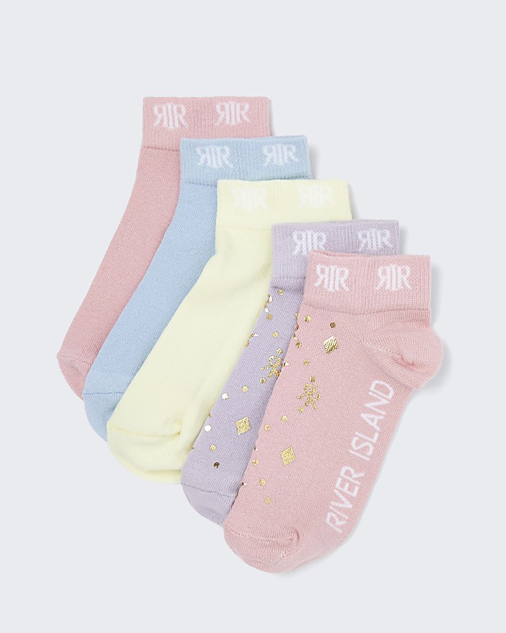 Girls pink RI socks 5 pack