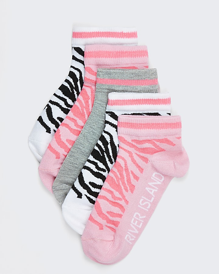 Girls pink zebra print socks