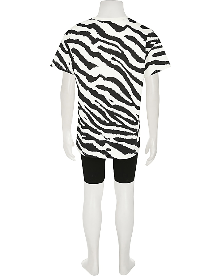 Girls black zebra t-shirt & shorts outfit