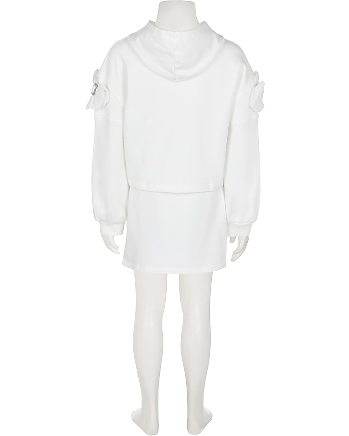 Girls cream RR hoodie and skirt outfit
