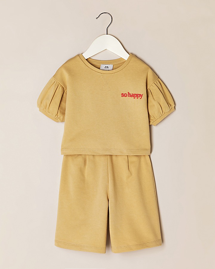 Mini girls yellow 'So Happy' t-shirt outfit