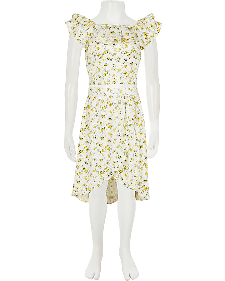 Age 13+ girls yellow floral skirt outfit