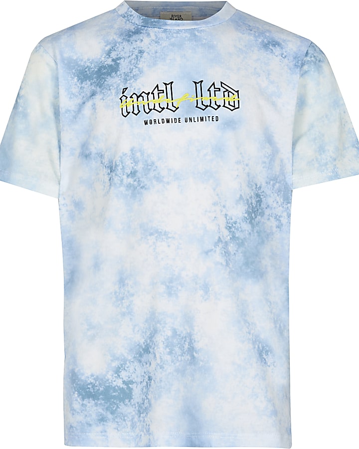 Boys blue tie dye back print t-shirt