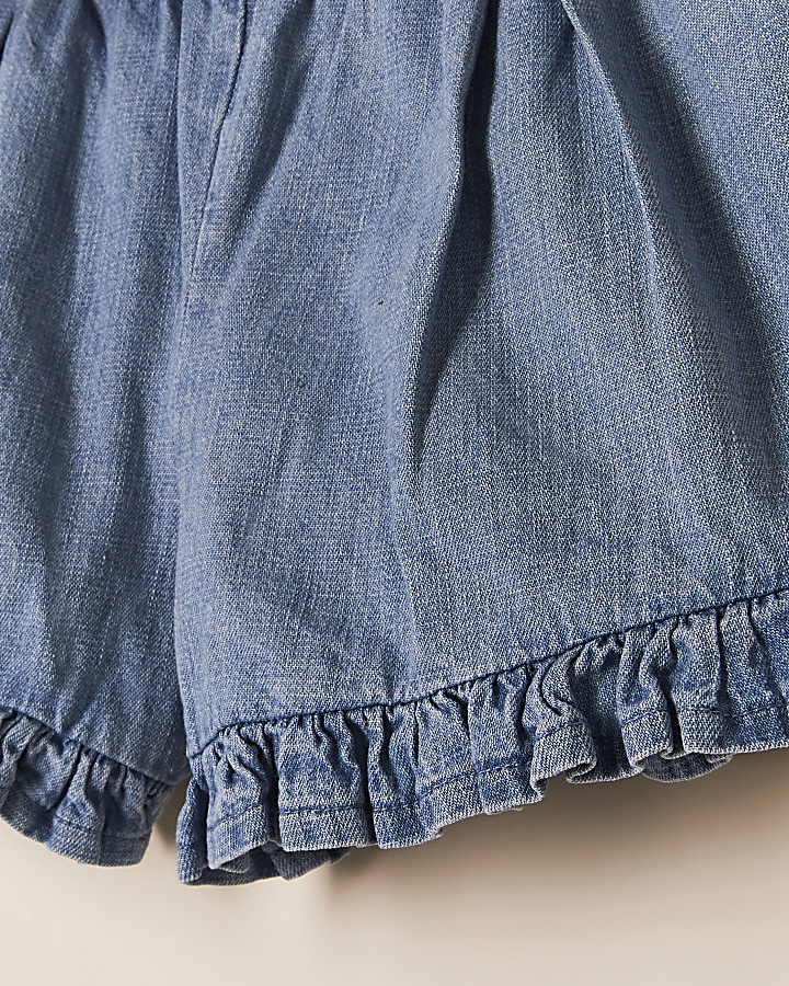 Mini girls denim top & shorts outfit
