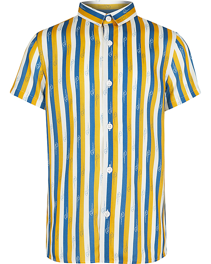 Boys blue River stripe shirt
