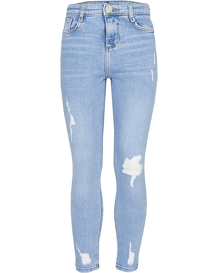 Girls blue high rise skinny jeans