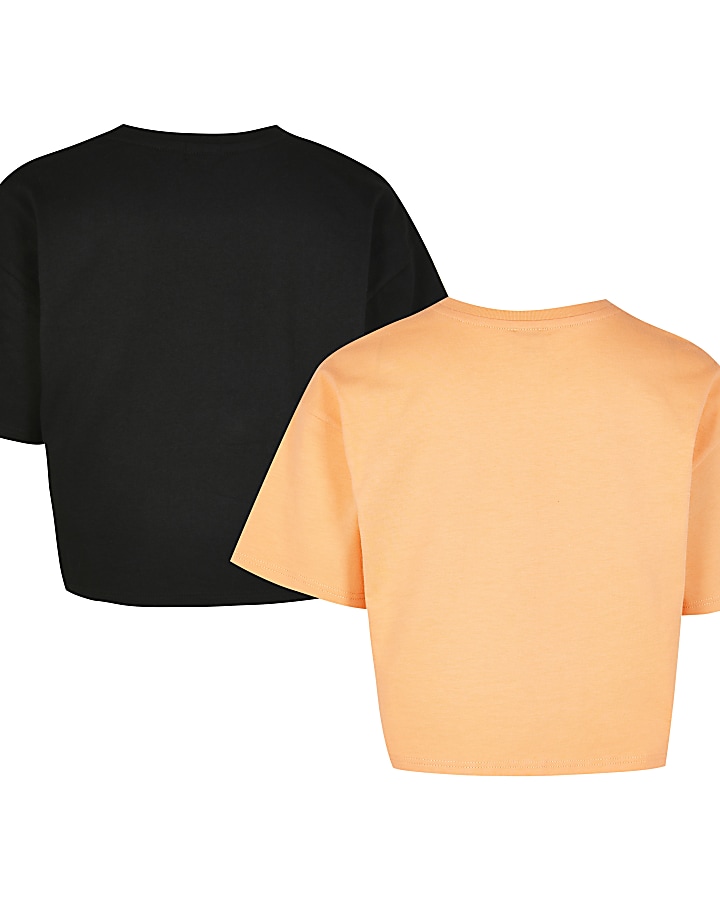 Girls orange graphic t-shirts 2 pack