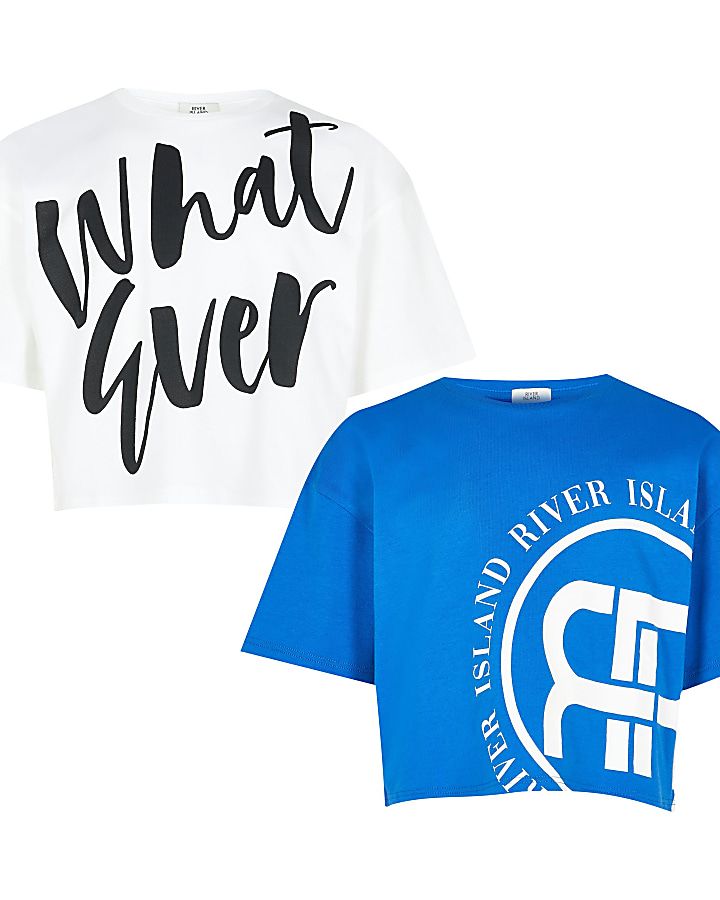 Age 13+ girls blue 'Whatever' t-shirt 2 pack