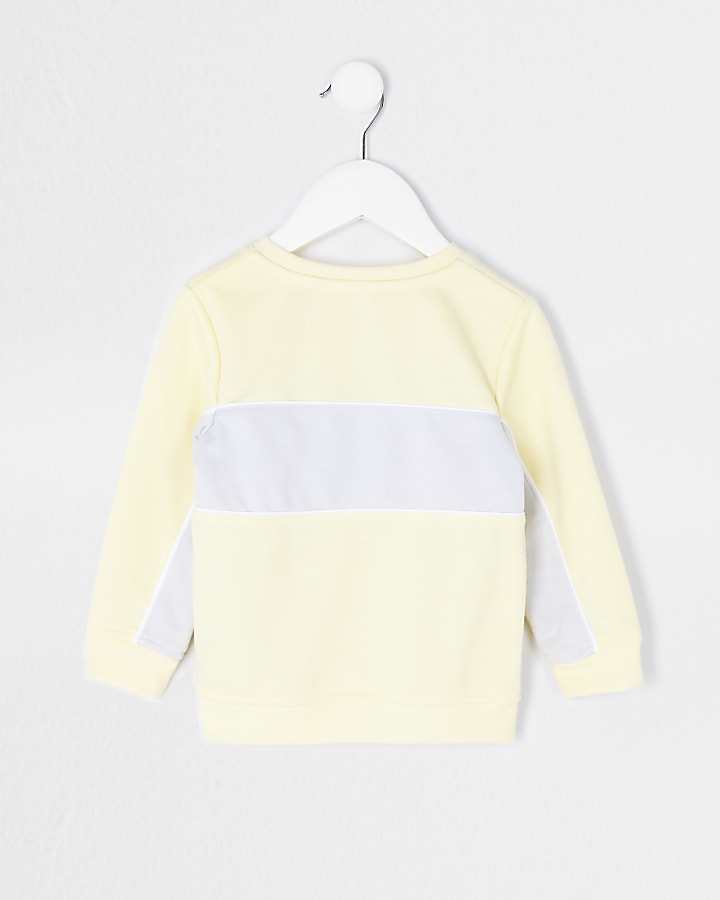 Mini boys yellow colour block sweatshirt